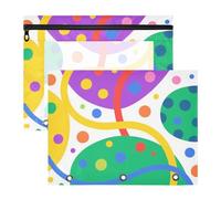 siphylline astucci robusti con 3 fori per lettere di carta A4, confezione da 2 pezzi, studenti per riporre studenti scolastici, forniture per insegnanti, arte astratta geometrica colorata