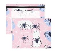 siphylline Astuccio a 3 fori con 3 anelli per lettere A4, confezione da 2 pezzi, per studenti e università, semplice ragno, blu pesca