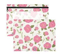 siphylline Astuccio a 3 fori con 3 fori per lettere A4, confezione da 2 pezzi, per studenti di classe, semplice primavera, rosa, pesca