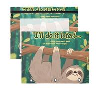 siphylline Astuccio con 3 occhielli rinforzati, cartella in plastica per documenti A4, confezione da 2 pezzi, per insegnanti, casa, bradipo, verde