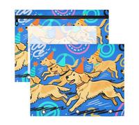 siphylline Astuccio con 3 occhielli rinforzati, tasca a 3 fori per lettere formato A4, confezione da 2 pezzi, per studenti e feste con cani