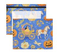 siphylline Astuccio con cerniera a 3 fori per raccoglitori a 3 anelli, confezione da 2 pezzi, per studenti, ufficio, carrozza da principessa, pittura artistica blu