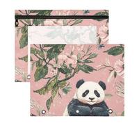 siphylline Astuccio con cerniera, per lettere di carta A4, confezione da 2 pezzi, per insegnanti, studenti, insegnanti, cartoni animati, graziosi panda, fiori