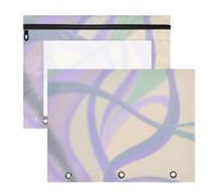 siphylline Astuccio con cerniere lisce, tasca con 3 anelli per lettere A4, confezione da 2 pezzi, per insegnanti, casa, arte astratta, linee viola