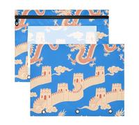 siphylline Astuccio multiuso a 3 fori per lettere formato A4, confezione da 2 pezzi, per studenti di inese Great Wall, blu