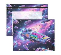 siphylline Astuccio multiuso portapenne per lettere formato A4, confezione da 2 pezzi, per insegnanti, scuola, graffiti, astronave, viola