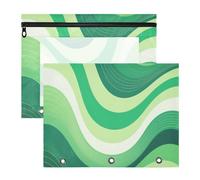 siphylline Astuccio per matite con cerniere lisce, cartelle tascabili per lettere A4, confezione da 2 per insegnanti, studenti, insegnanti, arte astratta, verde onda
