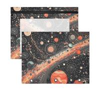 siphylline Astuccio per matite con cerniere lisce, perforatore a 3 fori per lettere di carta A4, confezione da 2 pezzi, forniture per studenti in classe, pianeti spaziali colorati e terra