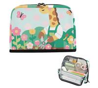 siphylline Astuccio per matite di grande capacità astuccio per penne grande capacità borsa di cancelleria per bambini forniture scolastiche preppy cartoon carino giraffe giardiniere verde