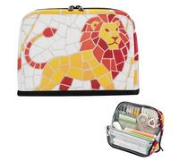 siphylline astuccio per matite di grande capacità organizer con cerniera organizer da scrivania per donne forniture per le scuole superiori stile Leo giallo bianco