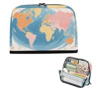 siphylline Astuccio per matite di grande capacità, per cosmetici, multi-slot, organizer per ragazze, ufficio, mappa del mondo