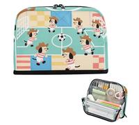siphylline Astuccio per penne di grande capacità borsa per il trucco organizer multifunzionale per studenti forniture per le scuole superiori cartone animato colorato cowboy cani giocare a calcio