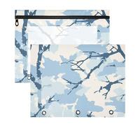 siphylline Astuccio per raccoglitore, adorabile perforatore a 3 fori, per raccoglitori a 3 anelli, confezione da 2 pezzi, per studenti per il rientro a scuola, stile Jon Klassen, design mimetico, blu