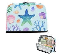 siphylline Astuccio portapenne di grande capacità, con cerniera, organizer da scrivania per infermieri, scuola preppy, acquerello sotto stelle marine colorate