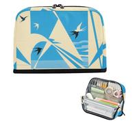 siphylline Astuccio portapenne di grande capacità con slot per cancelleria per adolescenti materiale scolastico preppy arte astratta rondine blu beige