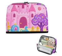 siphylline Astuccio portapenne di grande capacità, multifunzione, organizer per ragazze, cosmetici, cartone animato, castello principessa rosa
