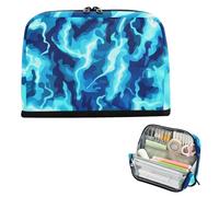 siphylline Astuccio portapenne di grande capacità, organizer multifunzionale per adulti, scuola, must have, blu, fulmini, turchese