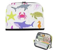 siphylline Astuccio portapenne di grande capacità, organizer multiuso per cancelleria per bambini, materiale scolastico, colore brillante, balena subacquea, medusa