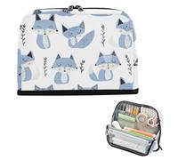 siphylline Astuccio portapenne di grande capacità, organizer multiuso, per uomini, scuola preppy, stile Jon Klassen, volpe, azzurro, lavanda, bianco