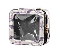 siphylline Beauty case da donna con pipistrello vampiro, grigio chiaro e trasparente, piccola trousse da trucco portatile, cartone animato Vampire Bat grigio chiaro, 1 size