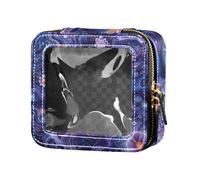 siphylline Beauty case da viaggio con fiori astratti blu viola da sogno trasparente per trucchi, fiori astratti blu viola da sogno, 1 size