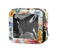 siphylline Beauty case da viaggio con grazioso motivo floreale, trasparente, con cerniera, per viaggi, Un sacco di fiori incantevoli, 1 size