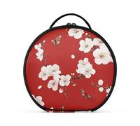 siphylline Beauty Cherry Blossom Red Borsa da viaggio con scomparti e maniglia, grande borsa per cosmetici da donna con divisori regolabili 27,9 cm