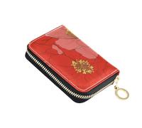 siphylline Big Red Bloom Flowers portafoglio porta carte in pelle per gli uomini Con 2 slot per contanti RFID Blocco titolare della carta di credito delle donne con cerniera