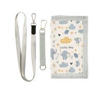 siphylline Blue Elephant Cartoon Cute trifold clip di denaro per maschio minimalista portafoglio carta di credito con cordino, blu elefante cartone animato carino, 1 size