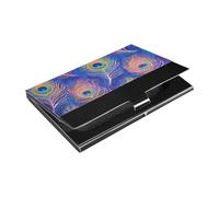 siphylline Blue Peacock Feathers Custodia ultrasottile per biglietti da visita con custodia in pelle e acciaio inossidabile per proteggere le tue carte
