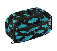 siphylline Blue Sharks Ocean - Astuccio portapenne espandibile per studenti universitari, adolescenti, adulti