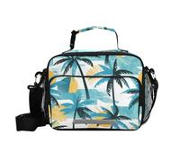 siphylline Blue Summer Palm Trees Lunch Box per ragazze impermeabile grande Lunchbox con tracolla Lady Work