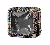 siphylline Bohemia Tribe Feather Colorful Cute Makeup Case Bag Clear Toilette Borse Cosmetici Borse Organizzatore per Viaggio, Boemia tribù piuma colorata, 1 size