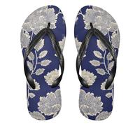 siphylline Boho Chic Fiori Bianchi Blu Gomma Uomo Flip Flops Sostegno Spiaggia Flip per le Vacanze, Boho Chic Fiori Bianchi Blu, X-Small