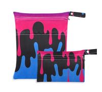 siphylline Borsa a prova di disordine per palestra Confezione da 2 borse bagnate per costume da bagno con manici per palestra, asilo nido Pigmento fluente Rosso Nero Blu