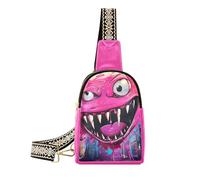 siphylline Borsa a tracolla alla moda con mostro dei cartoni animati fard multiuso per le donne antifurto per il pacchetto di giorno, Cool Blush Cartoon Monster, 1 dimensione, Mostro Fresco Fard