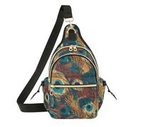 siphylline Borsa a tracolla da donna con tracolla regolabile zaino da donna per corsa, pesca, stampa di pelliccia di pavone marrone