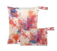 siphylline Borsa asciutta bagnata a prova di disordine Confezione da 2 elementi essenziali da viaggio per volare con maniglie per il bagno, asilo nido Acquerello Astratto Splash-ink Rosso