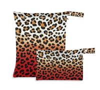 siphylline Borsa asciutta bagnata a prova di disordine Confezione da 2 elementi essenziali da viaggio per bambini con manici per asilo nido, piscina Pelle di pelliccia di ghepardo Rosso Marrone