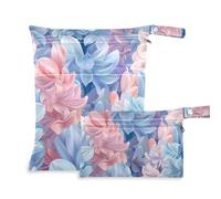 siphylline Borsa bagnata impermeabile 2 Pack borsa bagnata per costume da bagno con manici per piscina, spiaggia Giacinto Fiore Stile delicato e fresco Colori pastello