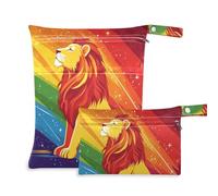 siphylline Borsa bagnata per pannolini con cerniera, confezione da 2 pezzi essenziali da viaggio per volare con manici per spiaggia, yoga Pride Month A Colorful Lion