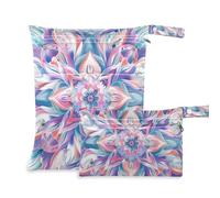 siphylline Borsa bagnata per pannolini con cerniera, confezione da 2 pezzi essenziali da viaggio per bambini con manici per asilo nido, asilo nido stile boho fiore floreale mistero viola