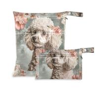 siphylline Borsa da palestra a prova di disordine Confezione da 2 elementi essenziali da viaggio per bambino con manici per palestra, pannolini per bambini Boho Style Flower Floral Dog