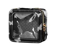 siphylline Borsa da toilette bianca con farfalla trasparente piccola borsa per cosmetici con cerniera per viaggiare, Farfalla bianca., 1 size