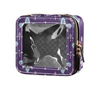 siphylline Borsa da toilette in pelle viola trasparente con gigli bohémien per la cura della pelle per volare, Gigli in stile bohémien viola, 1 size