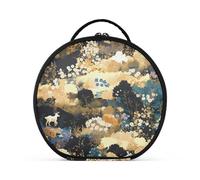 siphylline Borsa da toilette verticale autoportante con fiori in stile pastorale di colore scuro per le donne con divisori regolabili da 11 pollici
