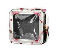 siphylline Borsa da trucco rossa trasparente con motivo floreale con freccia e cuore per borsa da toilette in pelle borsa organizer per smalto per unghie per viaggi, freccia, cuore, motivo floreale