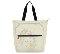 siphylline Borsa da viaggio impermeabile per bambini, studenti, adulti, unicorni da sogno arcobaleno pastello, borsa per la spesa con manici con cerniera per lo shopping, la spiaggia