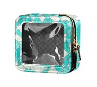 siphylline Borsa da viaggio in pelle trasparente con frammenti di vetro bianco verdastro, borsa da toeletta per smalto per unghie, Frammenti di vetro bianco-verdastro, 1 size
