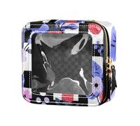 siphylline Borsa da viaggio trasparente a quadri viola e fragole da viaggio, 1 taglia, Piacere Viola alla Fragola, 1 size